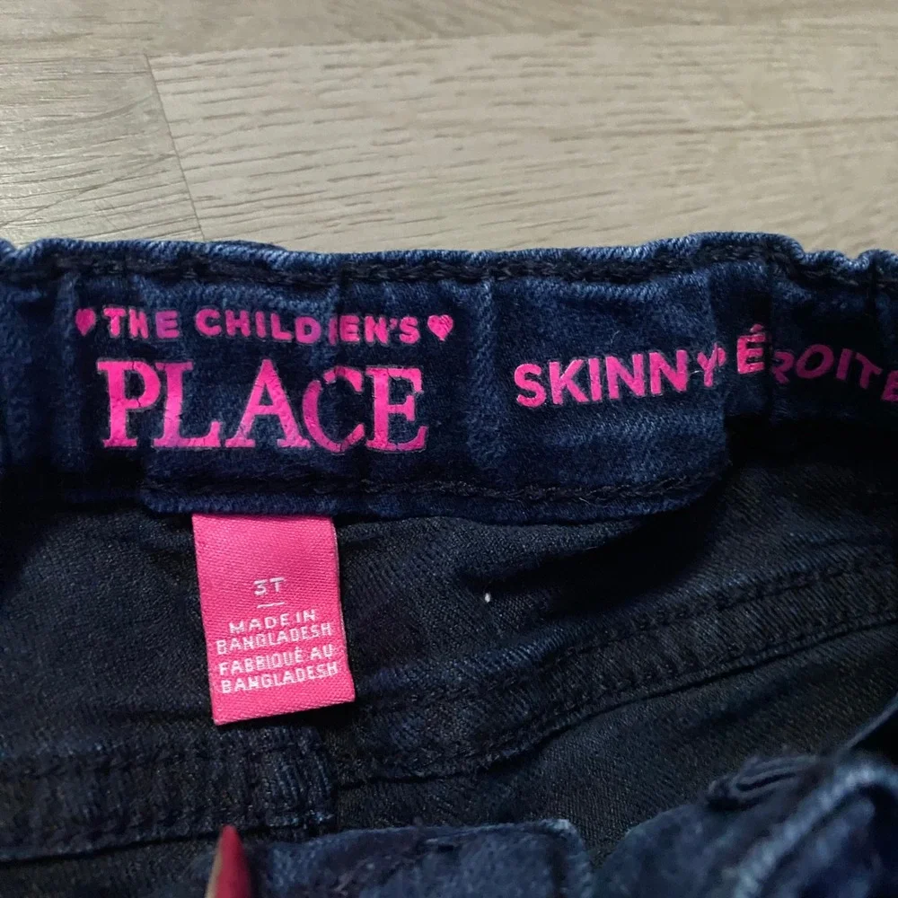 The Childrens Place Skinny Jeans Kid 3T Dark Blue Denim Stretch Adjustable Waist
